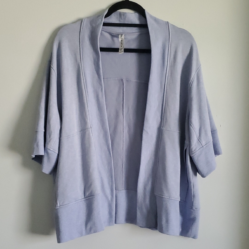 Athleta Blue Oversized Relaxed Fit Lotus Wrap Cardigan
